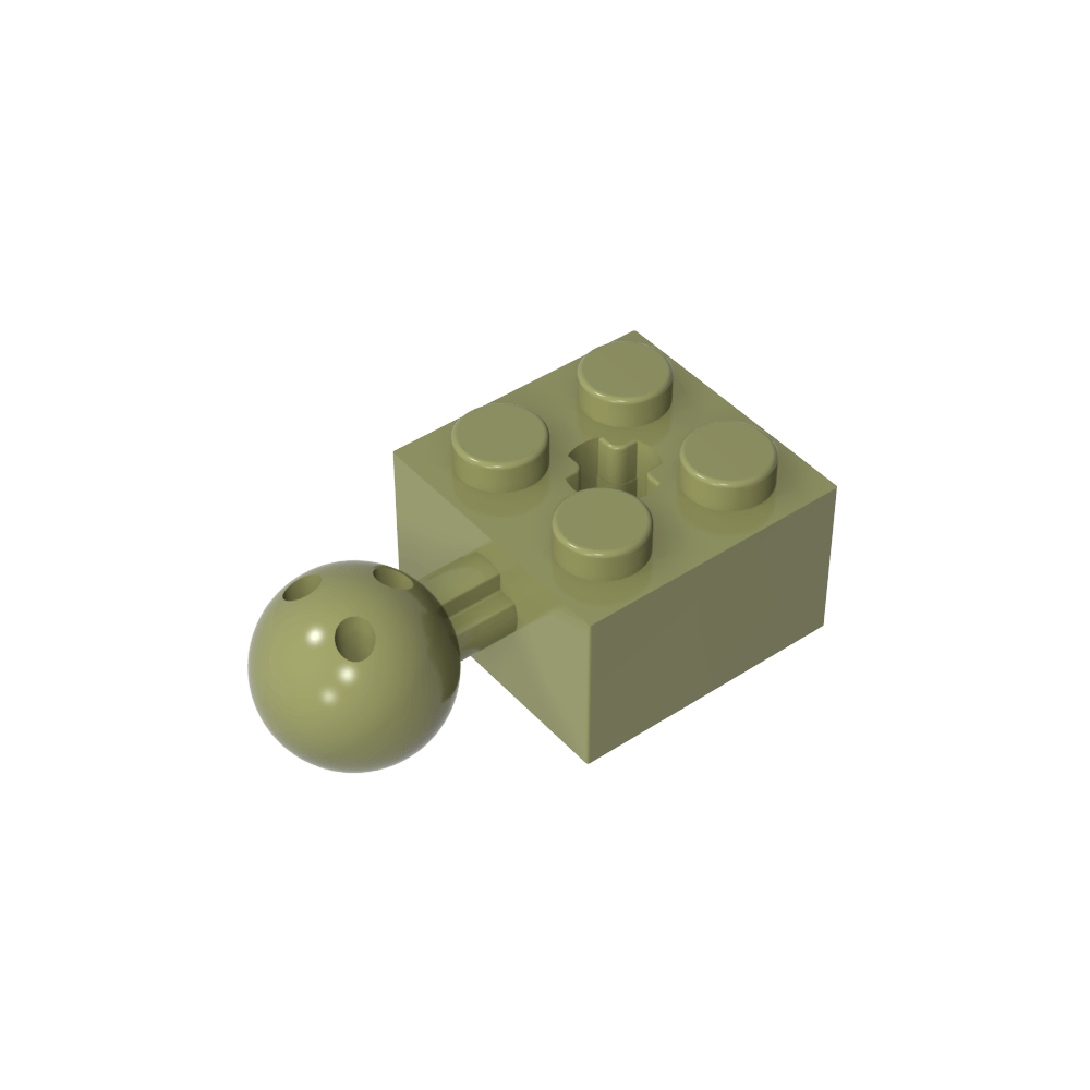 Brique Technic modifiée 2 x 2 avec trou pour rotule et axe, avec 6 trous dans la rotule-MyGobricksFr