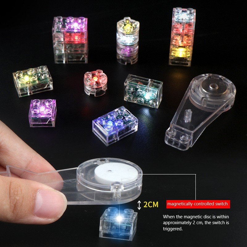 Accessoires de construction à induction magnétique, pièces lumineuses colorées à monter soi-même pour des scènes de rue urbaines, petits jouets décoratifs à LED pour la construction