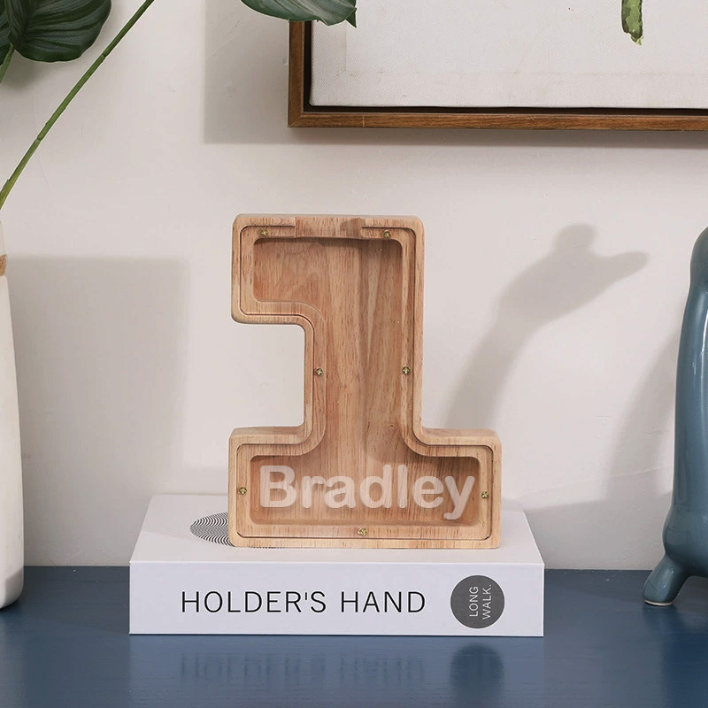 Tirelire pour enfants, tirelire en bois avec chiffre porte-bonheur, cadeau d'anniversaire idéal