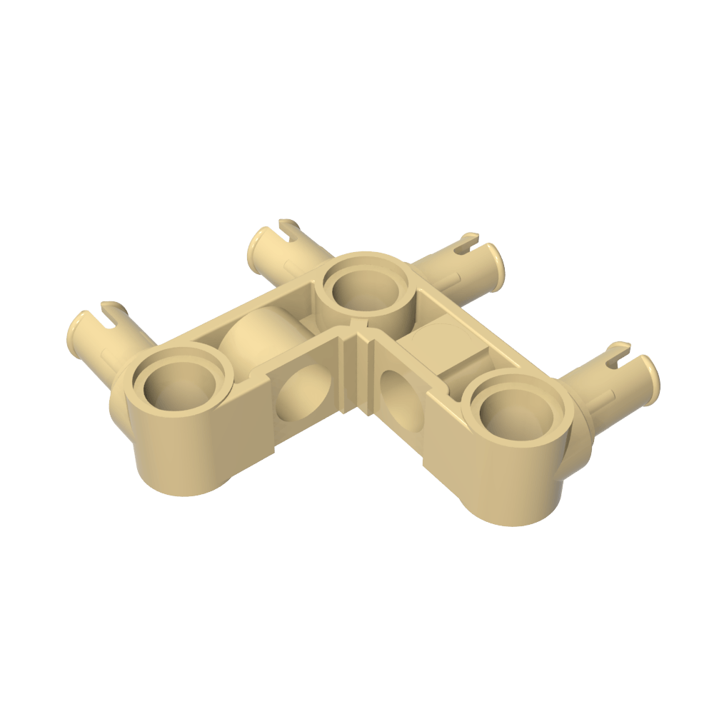 Connecteur à broches Technic, moyeu perpendiculaire 3 x 3 plié avec 4 broches (crêtes de broches sur toute la pièce)-BricksBulk.Fr