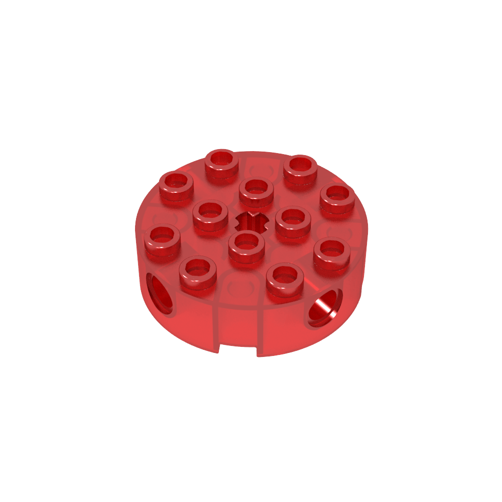 Brique ronde 4 x 4 avec 4 trous latéraux pour goupilles et un trou central pour l'axe-MyGobricksFr