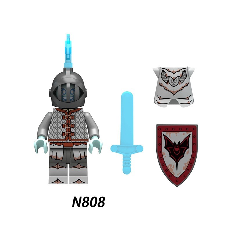 Figurine de chevalier d'un château ancien, corbeau, aigle noir, lion rouge, chevalier noir, accessoires pour scènes de jeu militaire