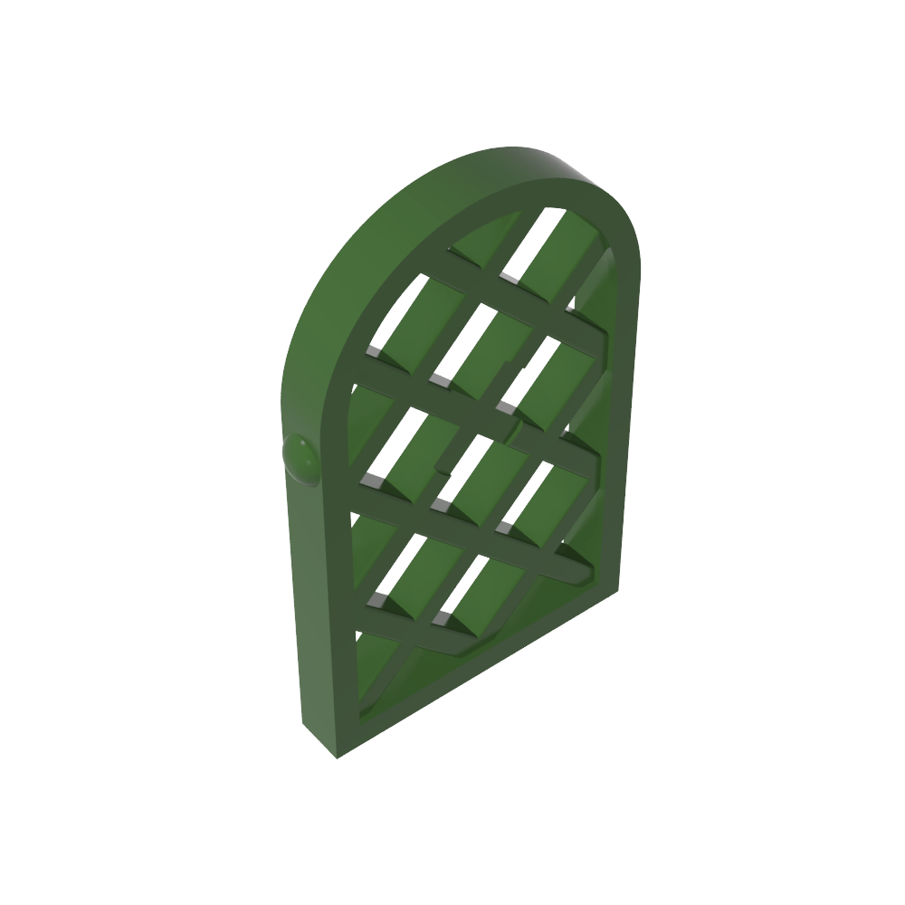 Fenêtre à carreaux 1 x 2 x 2 2/3, motif losange, partie supérieure arrondie-MyGobricksFr