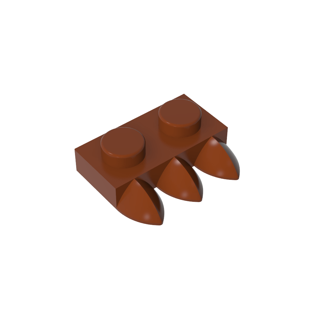 Plaque spéciale 1 x 2 à trois dents [Tri-Tooth]-MyGobricksFr