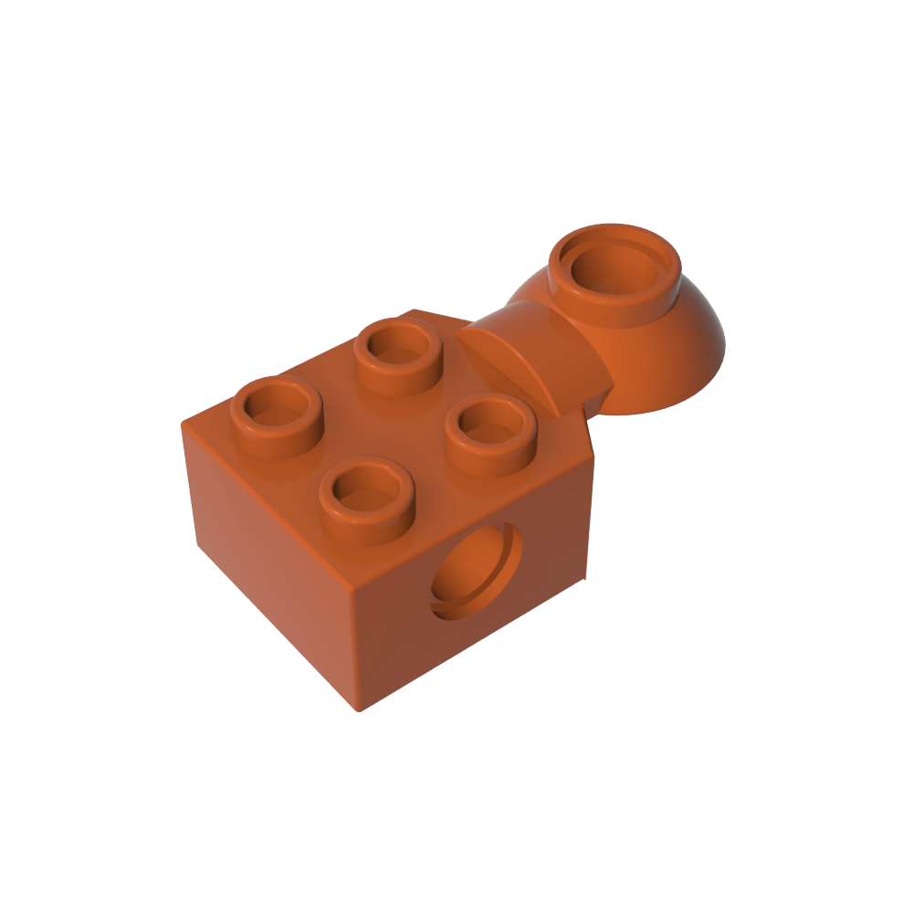 Brique Technic spéciale 2 x 2 avec trou pour goupille, demi-rotule de rotation [Horizontal supérieur]-BricksBulk.Fr