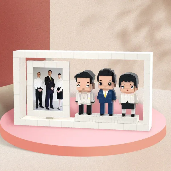 Cadre photo personnalisable pour 2 à 3 personnes, mini-figurine personnalisée, cadeau unique pour amis, partenaires, Saint-Valentin, anniversaire