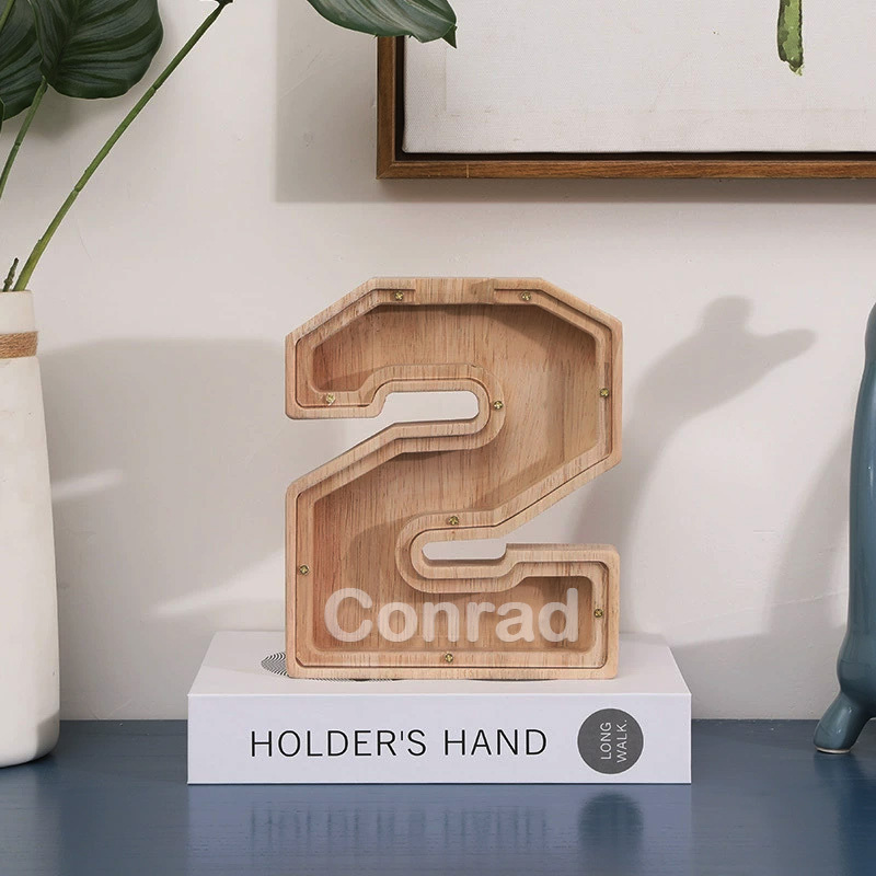 Tirelire pour enfants, tirelire en bois avec chiffre porte-bonheur, cadeau d'anniversaire idéal