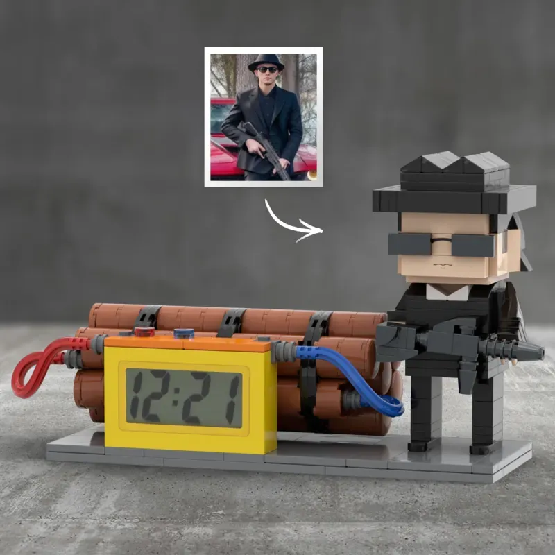 Horloge personnalisée avec figurines Gobricks, cadeau idéal pour les enfants, les amoureux, la fête des pères, la fête des mères et les anniversaires.