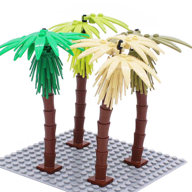 Ensemble de plantes tropicales : 3 ensembles de 11 petites briques pour palmiers et cocotiers (Styles 6135/2563/6064) (Marque non Gobricks)-BricksBulk.Fr
