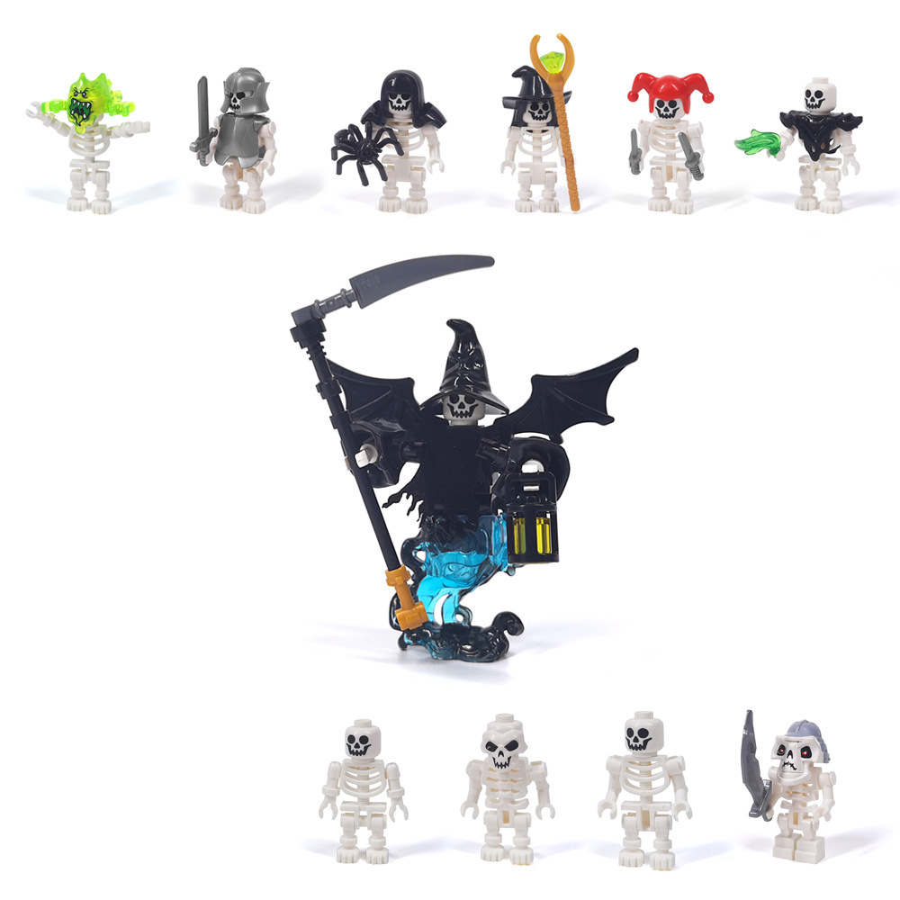 Figurines de squelettes d'Halloween, figurines de fantômes et de dieux de la mort, figurines de scènes de cimetière à construire