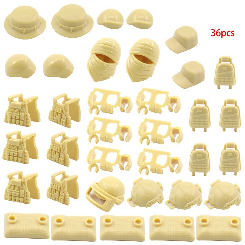 Accessoires pour figurines MOC, sacs d'équipement militaire, casques, gilets, sacs de sable et petits accessoires de construction-BricksBulk.Fr