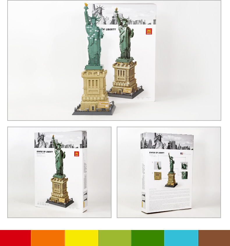 Ensemble de blocs de construction Wange 5227 Statue de la Liberté, compatible avec les modèles d'assemblage pour adultes à petites pièces