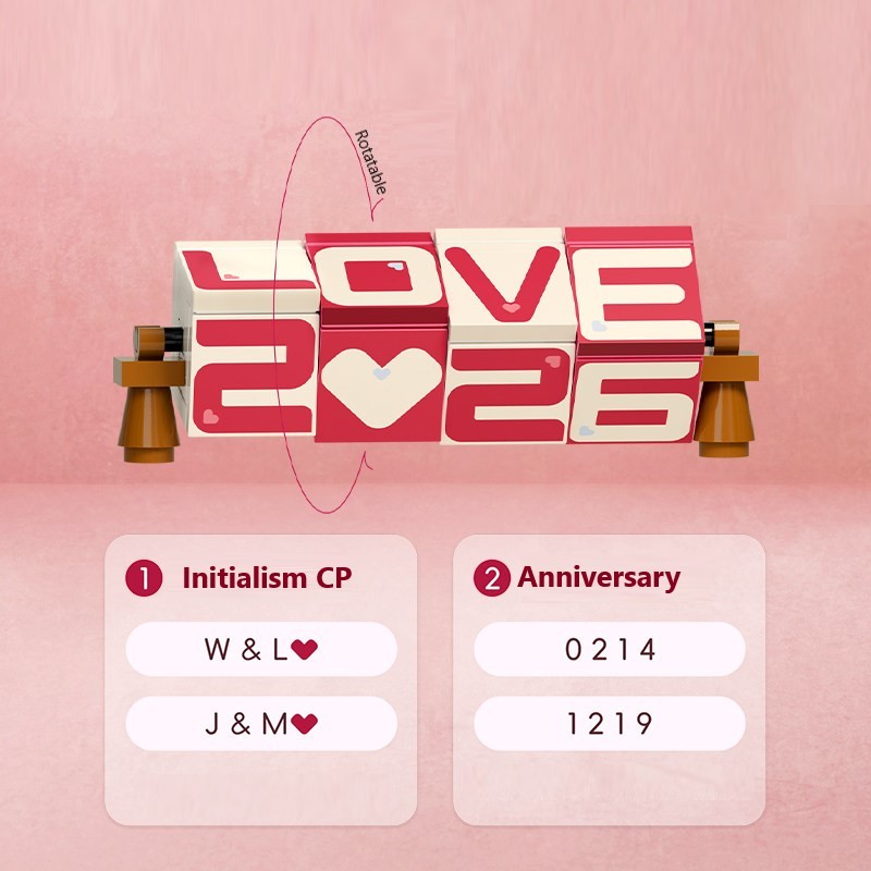 Figurines en briques personnalisées 2026, figurines de style dessin animé personnalisées avec plaques nominatives rotatives à faire soi-même, cadeau de Saint-Valentin et d'anniversaire pour votre petite amie