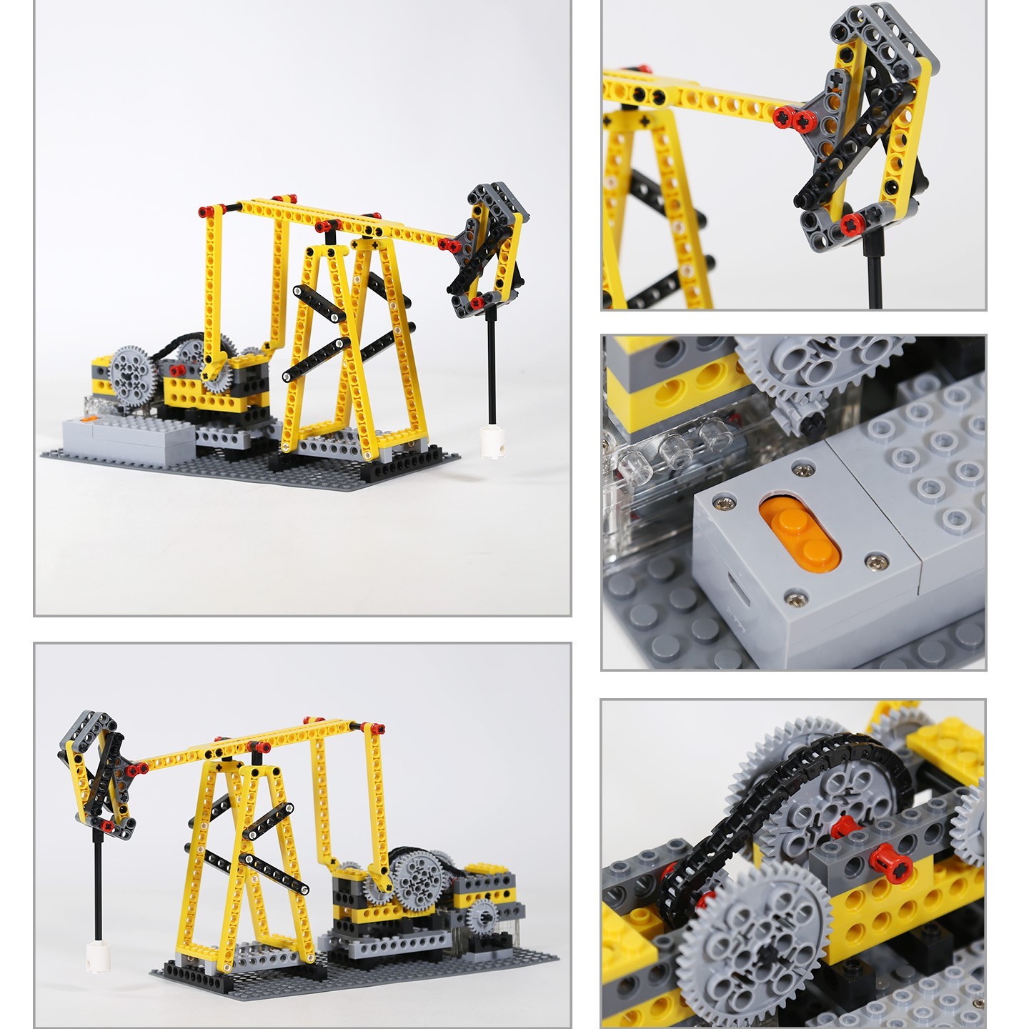 Compatible avec les jeux de construction à petites pièces, ensemble éducatif 4 en 1 comprenant une pompe à huile motorisée de type poutre
