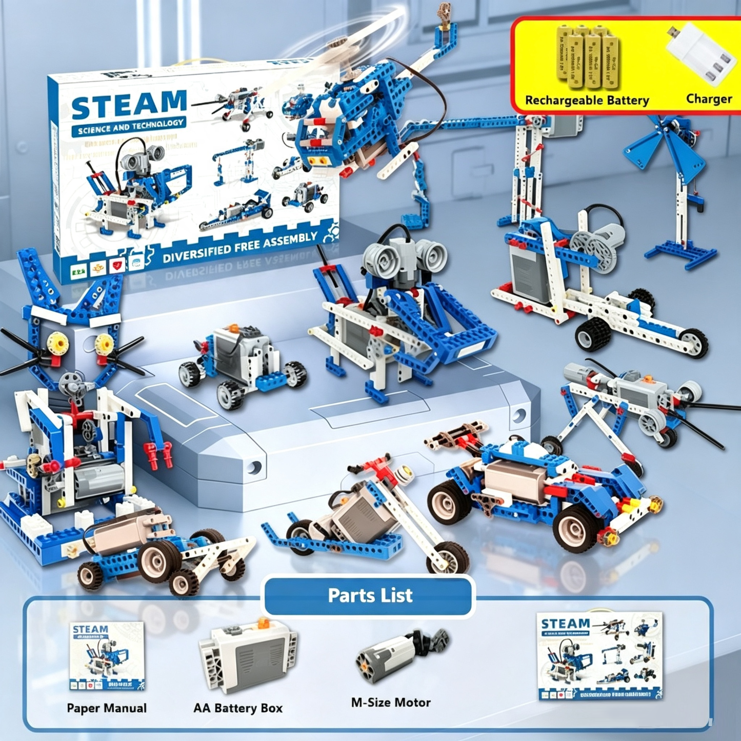 Blocs de construction motorisés robotiques compatibles ; ensemble de blocs de construction éducatifs STEM 9686
