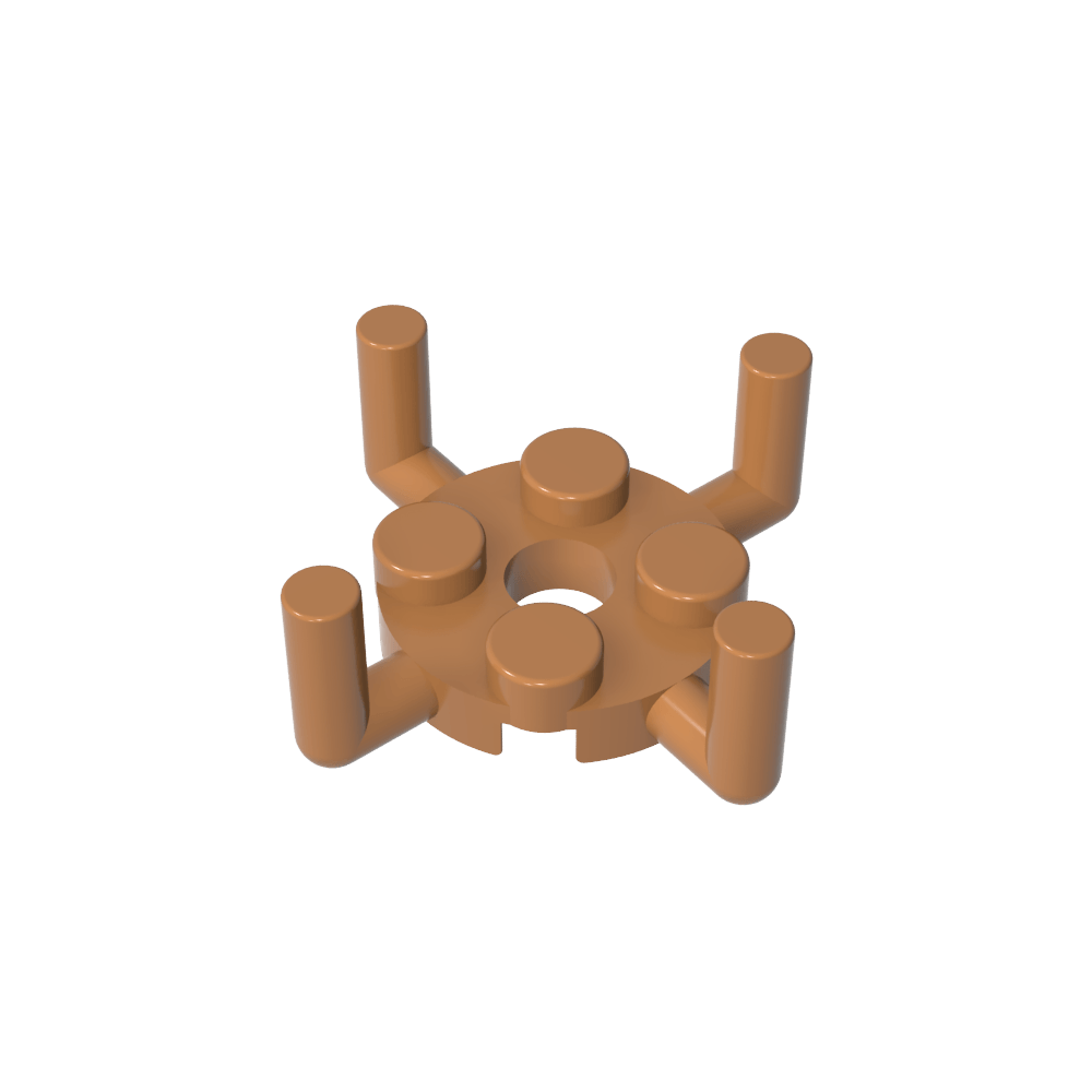 Plaque ronde 2 x 2 avec trou pour goupille et 4 bras vers le haut-MyGobricksFr
