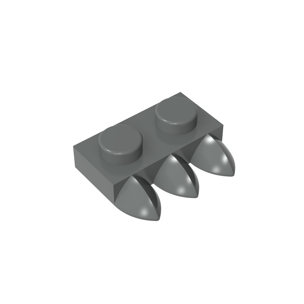 Plaque spéciale 1 x 2 à trois dents [Tri-Tooth]-MyGobricksFr