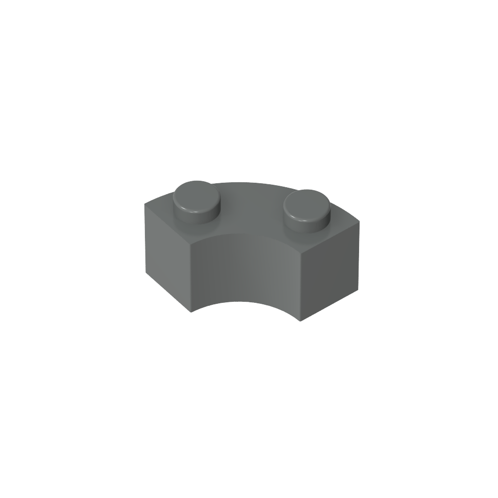 Brique d'angle arrondie 2 x 2 Macaroni avec encoche pour tenon et dessous renforcé [Nouveau style]-MyGobricksFr