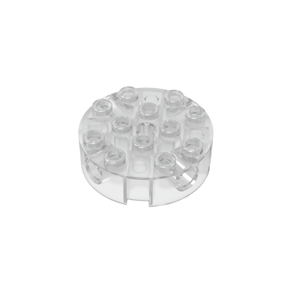 Brique ronde 4 x 4 avec 4 trous latéraux pour goupilles et un trou central pour l'axe-MyGobricksFr
