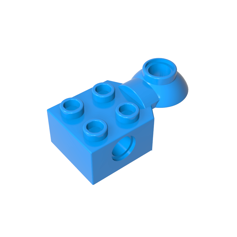 Brique Technic spéciale 2 x 2 avec trou pour goupille, demi-rotule de rotation [Horizontal supérieur]-BricksBulk.Fr