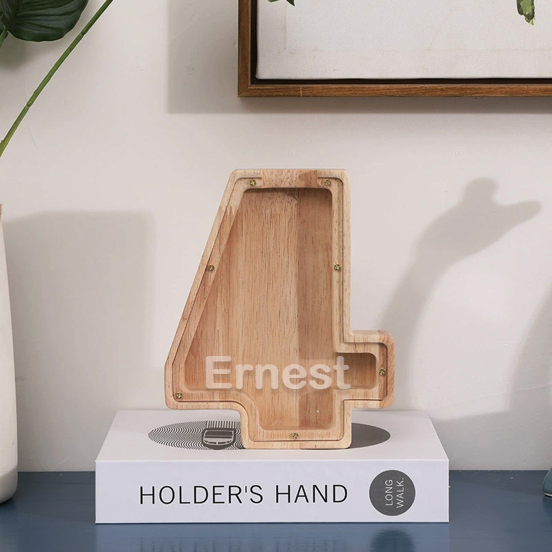 Tirelire pour enfants, tirelire en bois avec chiffre porte-bonheur, cadeau d'anniversaire idéal