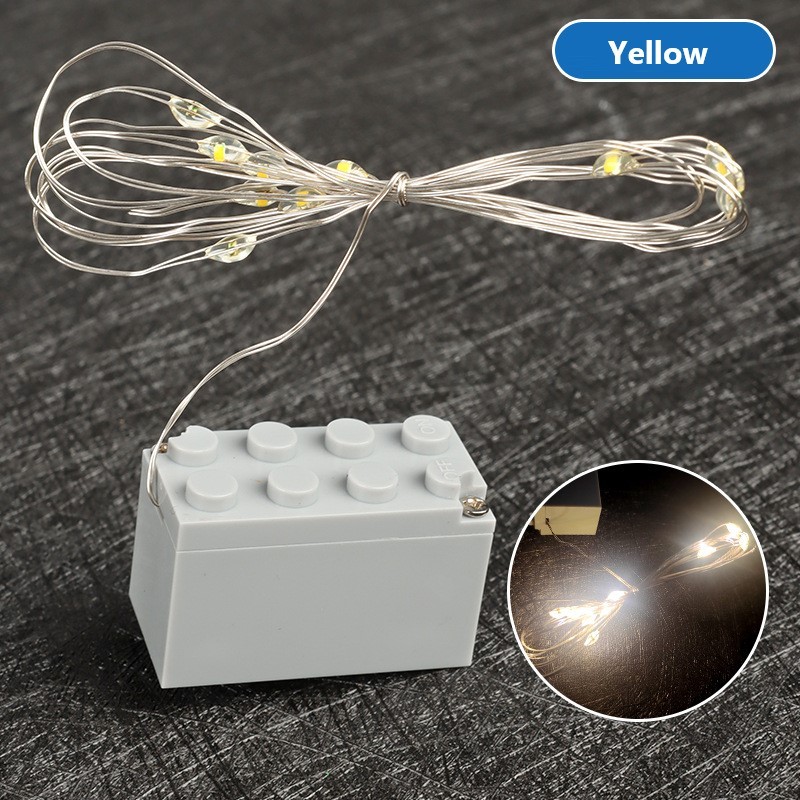 Guirlande lumineuse 2x4 en forme de blocs de construction, guirlandes lumineuses LED à petites particules, accessoires de décoration lumineuse pour scènes architecturales