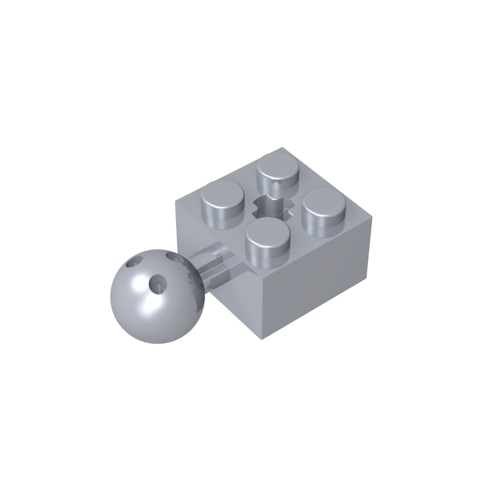 Brique Technic modifiée 2 x 2 avec trou pour rotule et axe, avec 6 trous dans la rotule-MyGobricksFr