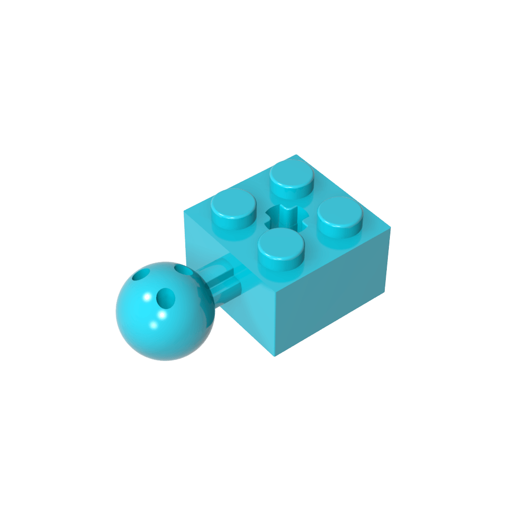 Brique Technic modifiée 2 x 2 avec trou pour rotule et axe, avec 6 trous dans la rotule-MyGobricksFr