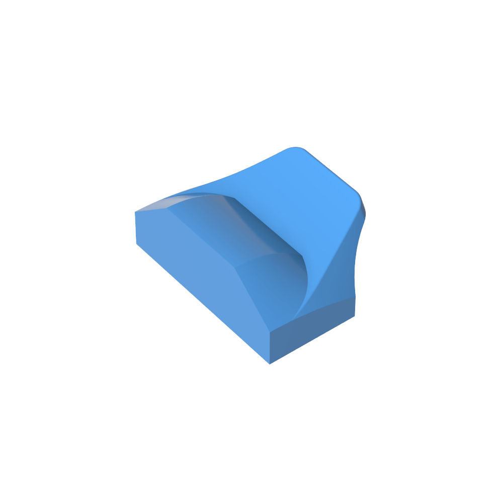 Coin incurvé 1 x 2 x 2/3 sans goujons, extrémité à ailettes-MyGobricksFr
