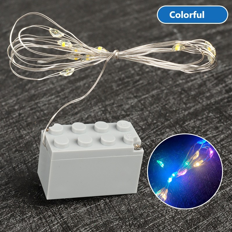 Guirlande lumineuse 2x4 en forme de blocs de construction, guirlandes lumineuses LED à petites particules, accessoires de décoration lumineuse pour scènes architecturales