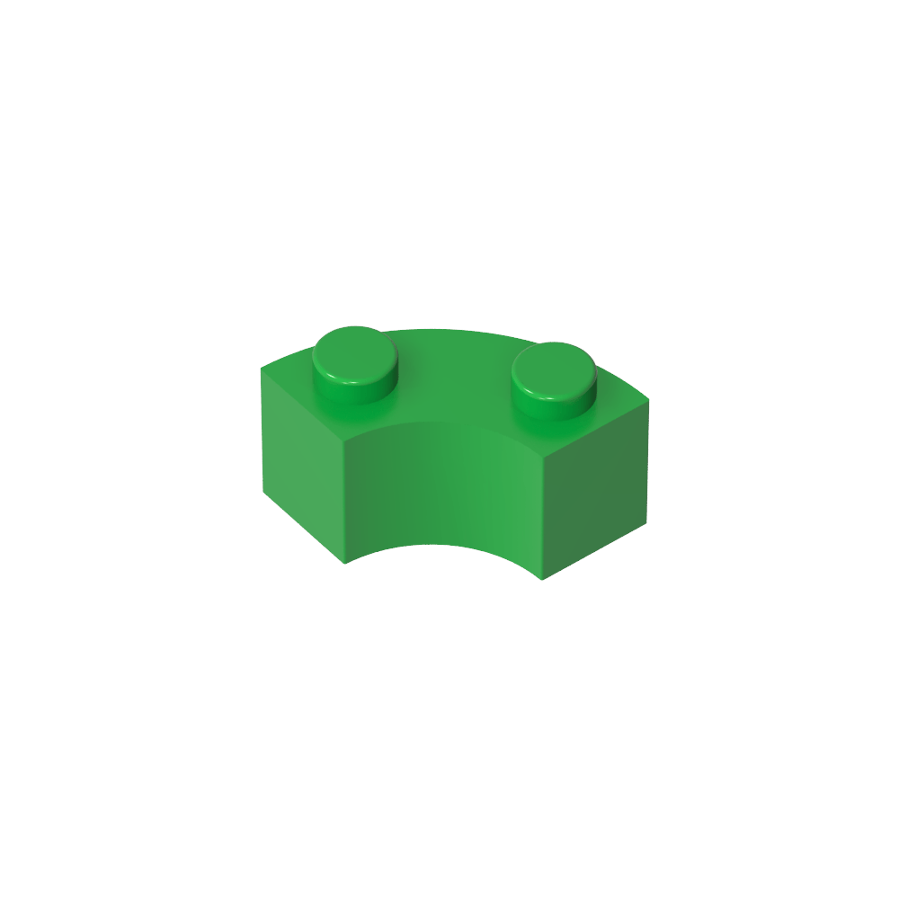 Brique d'angle arrondie 2 x 2 Macaroni avec encoche pour tenon et dessous renforcé [Nouveau style]-MyGobricksFr