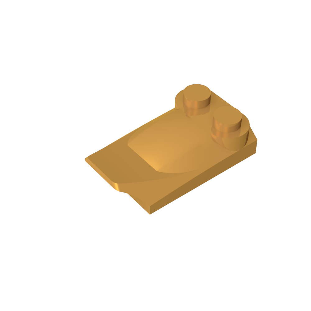Coin incurvé 2 x 3 x 2/3 Deux goujons, extrémité à ailettes-MyGobricksFr
