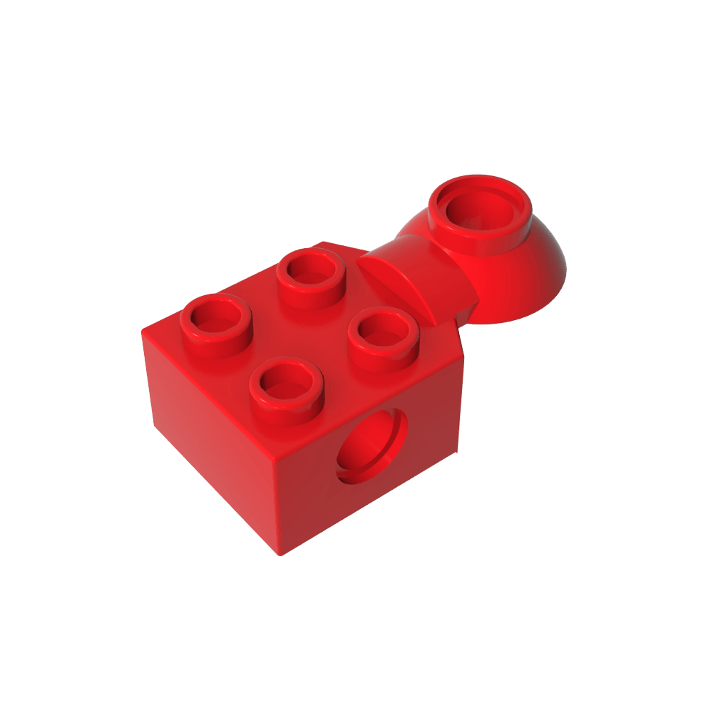 Brique Technic spéciale 2 x 2 avec trou pour goupille, demi-rotule de rotation [Horizontal supérieur]-BricksBulk.Fr