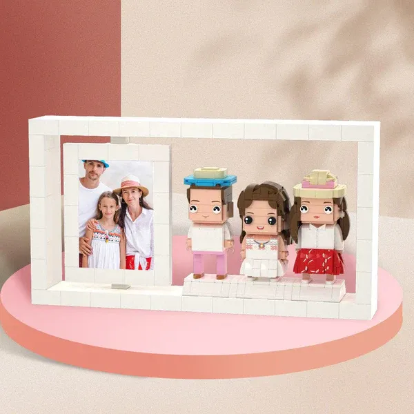 Cadre photo personnalisable pour 2 à 3 personnes, mini-figurine personnalisée, cadeau unique pour amis, partenaires, Saint-Valentin, anniversaire