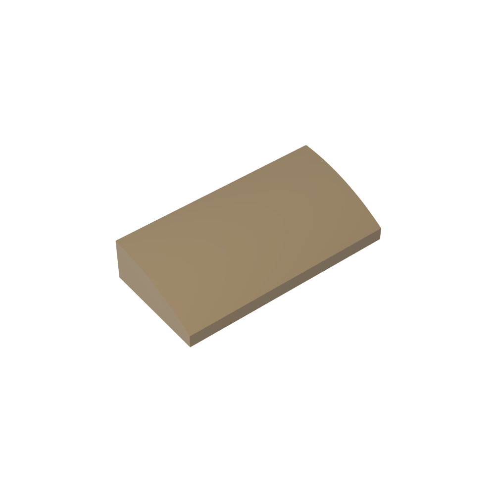 Brique inclinée courbe 2 x 4 x 2/3 sans montants, avec tubes inférieurs-MyGobricksFr