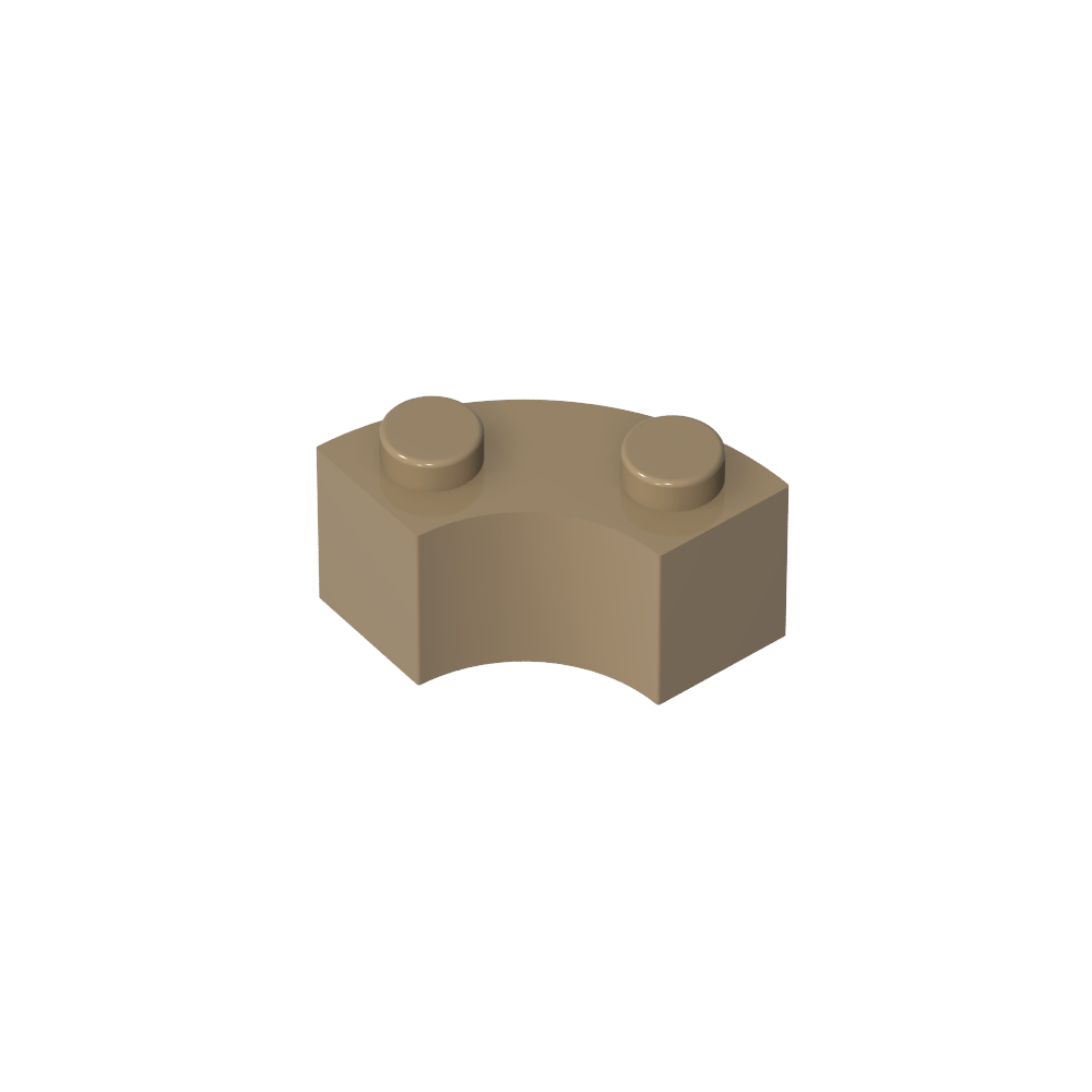 Brique d'angle arrondie 2 x 2 Macaroni avec encoche pour tenon et dessous renforcé [Nouveau style]-MyGobricksFr