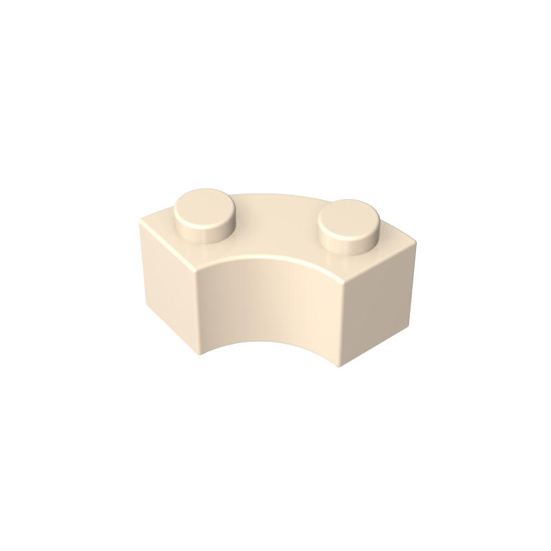 Brique d'angle arrondie 2 x 2 Macaroni avec encoche pour tenon et dessous renforcé [Nouveau style]-MyGobricksFr