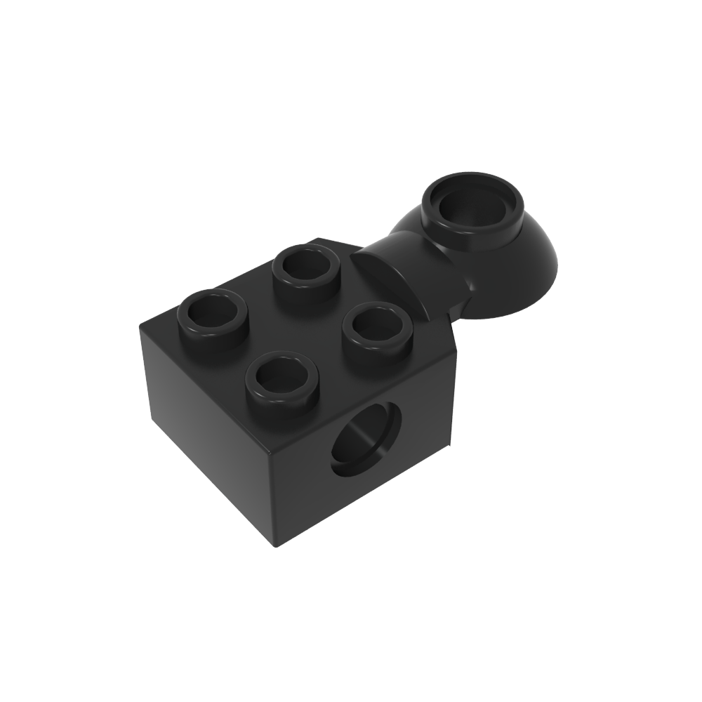 Brique Technic spéciale 2 x 2 avec trou pour goupille, demi-rotule de rotation [Horizontal supérieur]-BricksBulk.Fr