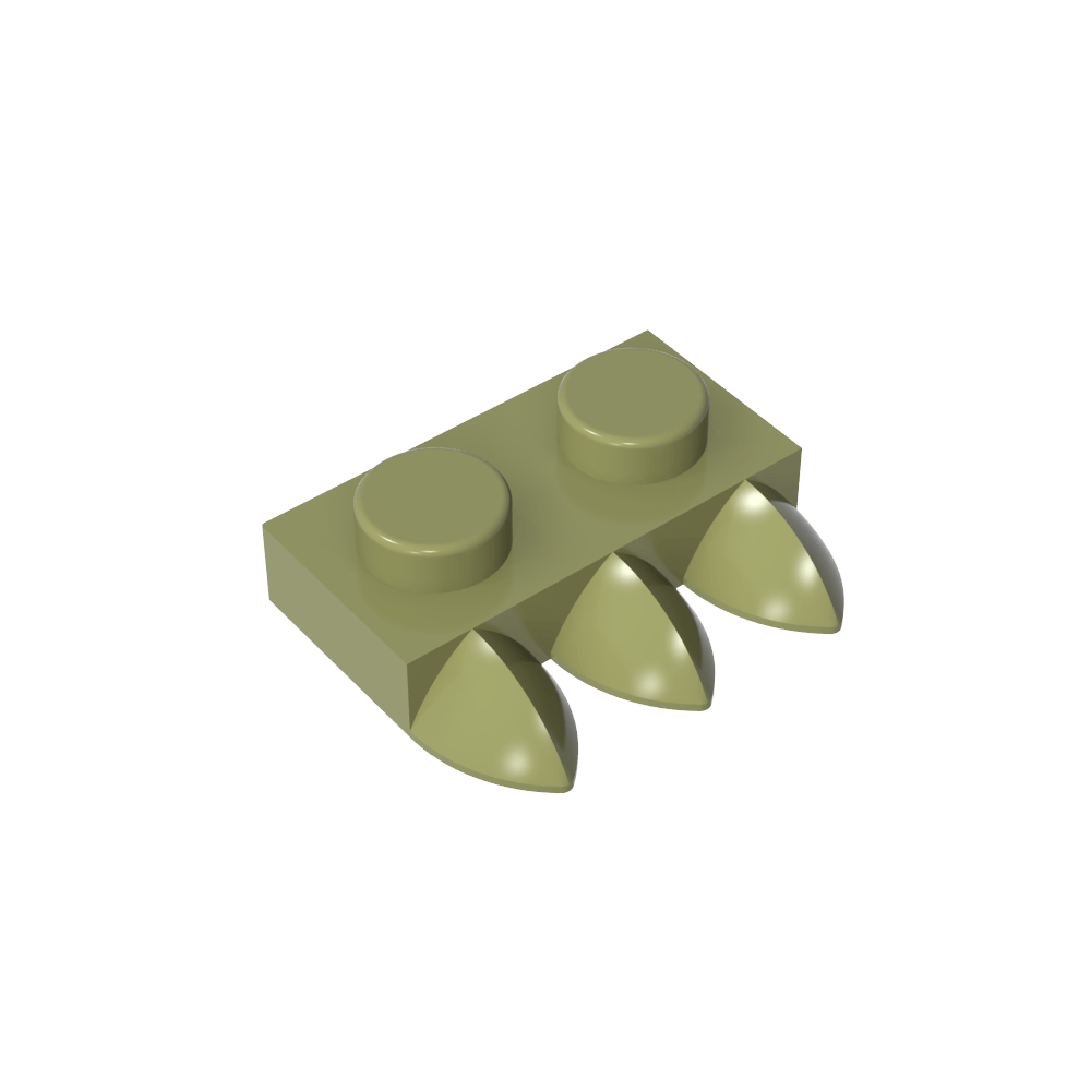 Plaque spéciale 1 x 2 à trois dents [Tri-Tooth]-MyGobricksFr