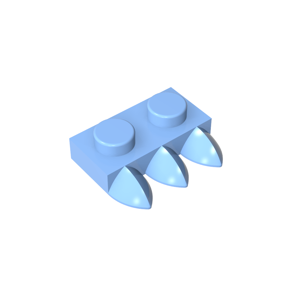 Plaque spéciale 1 x 2 à trois dents [Tri-Tooth]-MyGobricksFr