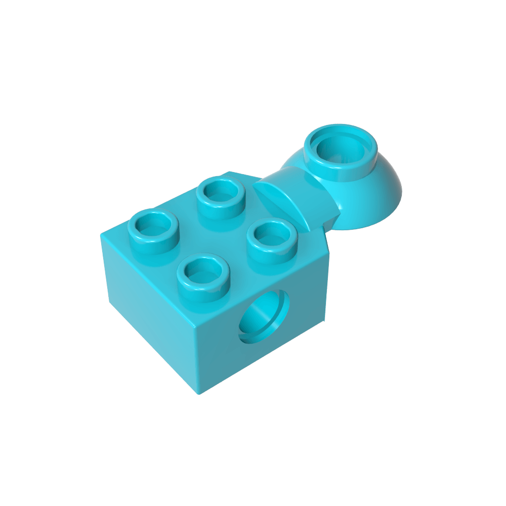 Brique Technic spéciale 2 x 2 avec trou pour goupille, demi-rotule de rotation [Horizontal supérieur]-BricksBulk.Fr
