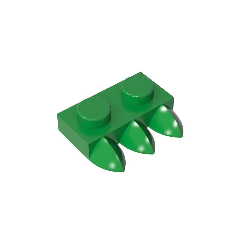 Plaque spéciale 1 x 2 à trois dents [Tri-Tooth]-MyGobricksFr