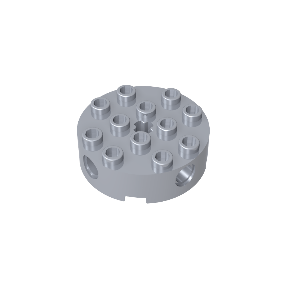 Brique ronde 4 x 4 avec 4 trous latéraux pour goupilles et un trou central pour l'axe-MyGobricksFr
