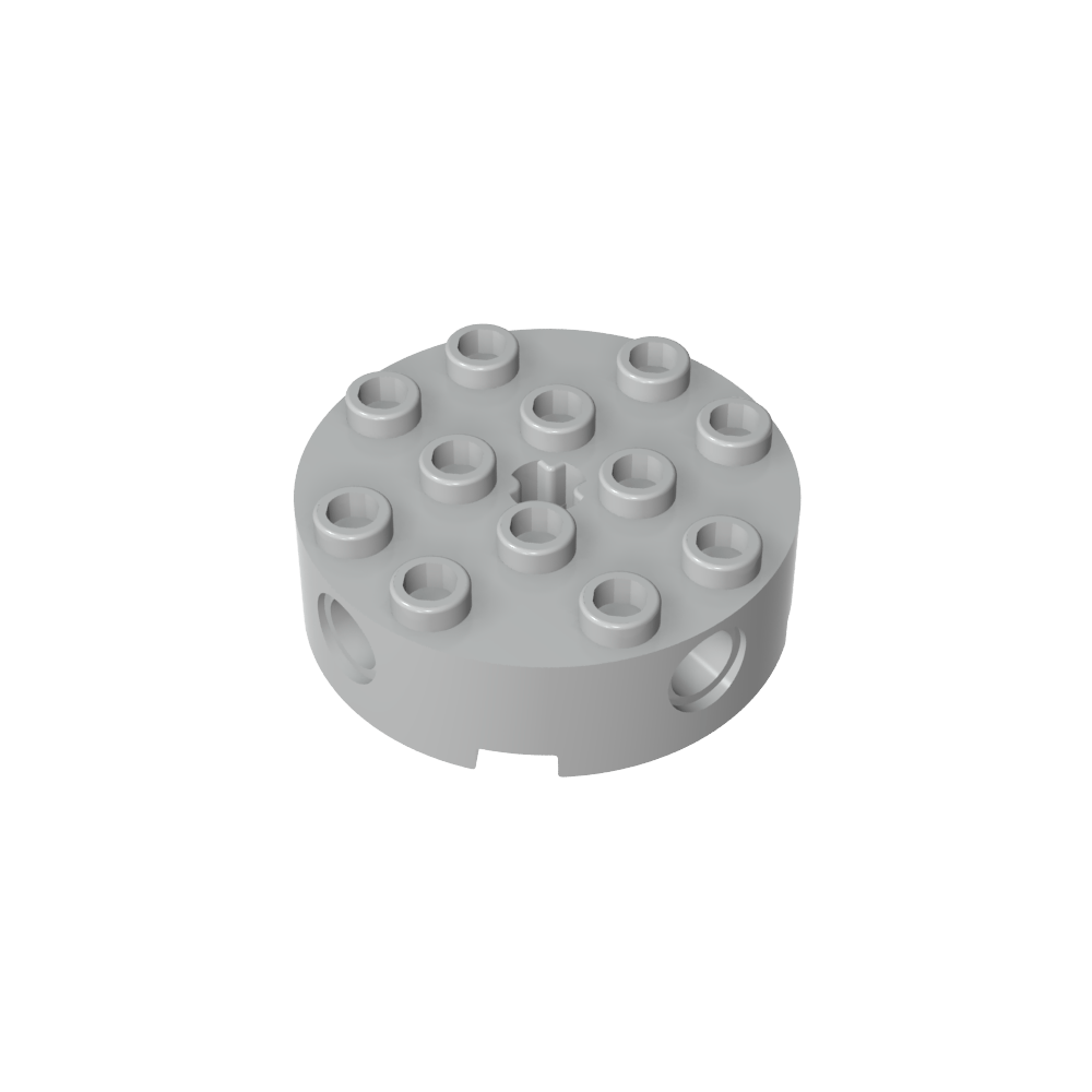 Brique ronde 4 x 4 avec 4 trous latéraux pour goupilles et un trou central pour l'axe-MyGobricksFr