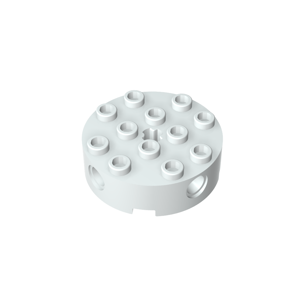 Brique ronde 4 x 4 avec 4 trous latéraux pour goupilles et un trou central pour l'axe-MyGobricksFr
