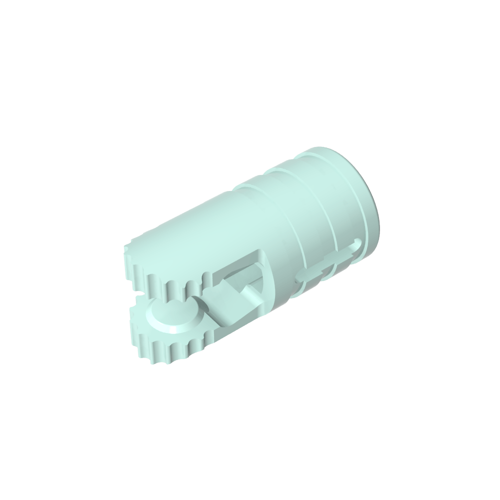 Hinge Cylinder 1 x 2 Locking with 2 Click Fingers and Axle Hole, 9 Teeth