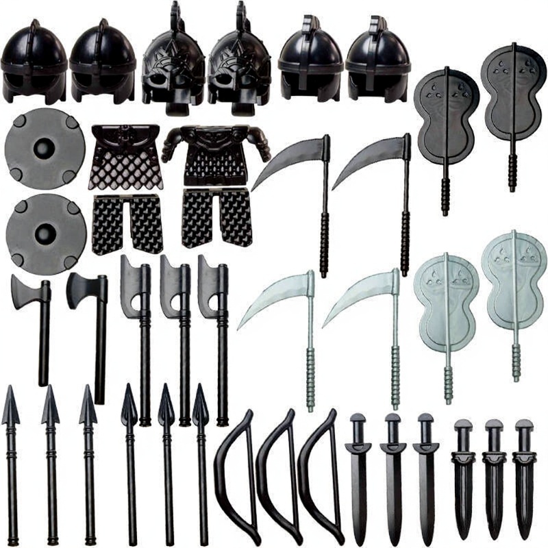 Compatible avec les accessoires de figurines de construction en plastique, les armures militaires, les blocs de construction de casques, les ensembles d'armes et d'équipements de protection