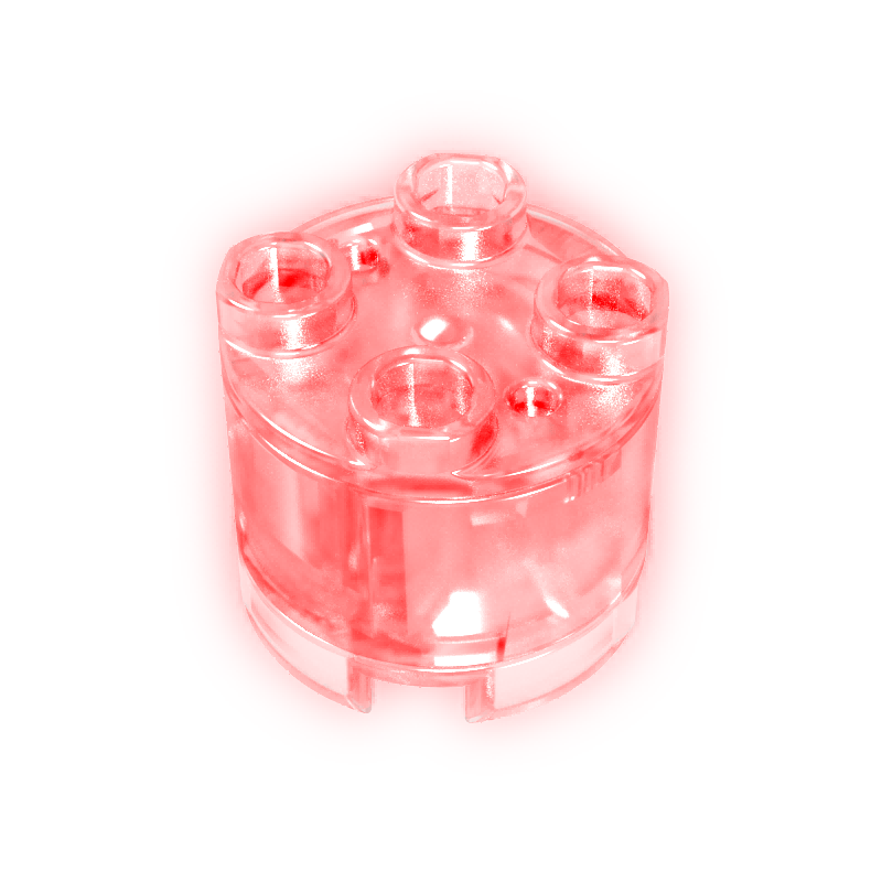 2x2 cylindrical LED light-emitting element - red light - transparent shell
