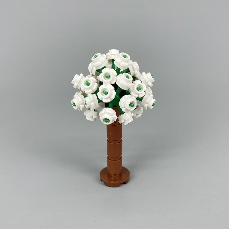 Ensemble de pièces pour une scène de jardin MOC, ensemble de blocs de construction de fleurs et d'arbres, scène de cour de mariage