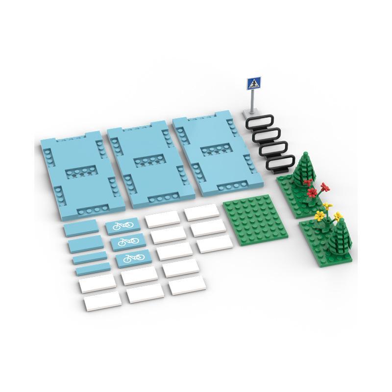 Blocs de construction compatibles MOC à petites particules, ensemble de blocs de construction pour scène de rue, plaques de base pour route, éléments de plaques d'autoroute pour scène de rue